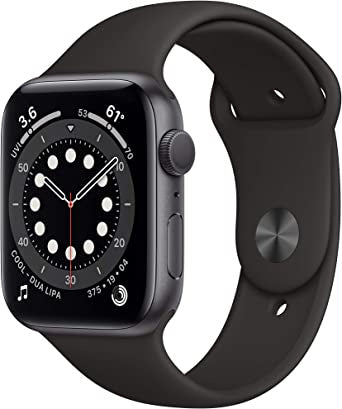 Apple Watch Series 6 44mm Space Grey Aluminum Case w Black Sport Band Brand New