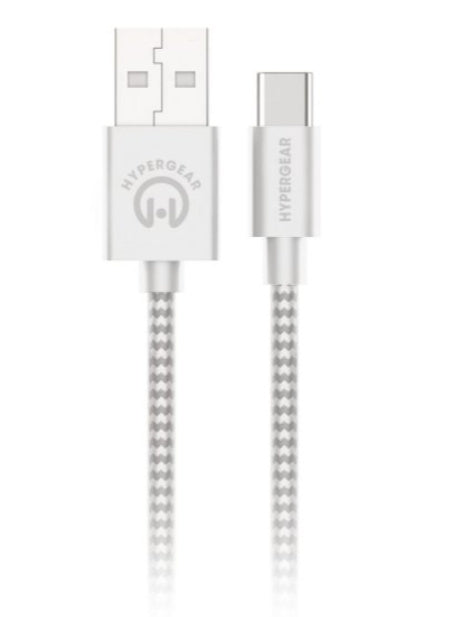 HyperGear 4 ft. USB-A to USB-C Braided Charge and Sync Cable - White