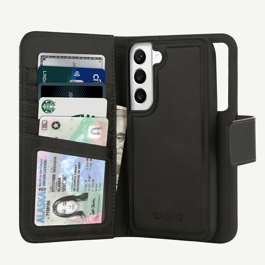 Caseco Galaxy S22 5th Ave Folio Vegan Leather Case - Black