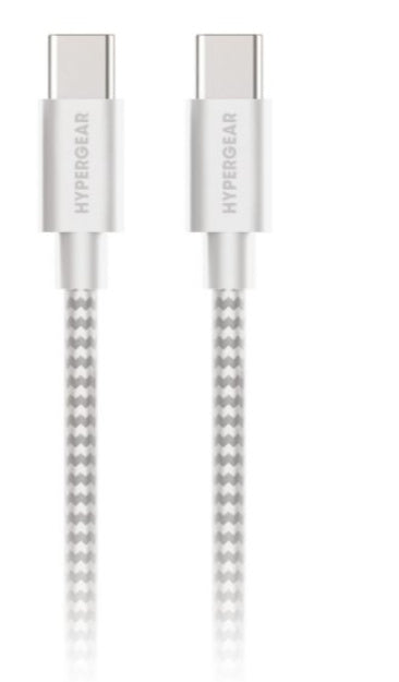 HyperGear 4 ft. USB-C to USB-C Braided Charge and Sync Cable - White