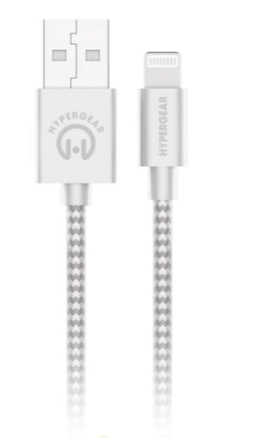 HyperGear 4 ft. Lightning Braided Charge and Sync Cable - White