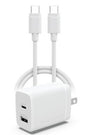 HyperGear 30W Dual Port USB-C + USB-A Wall Charger Travel Hub - White