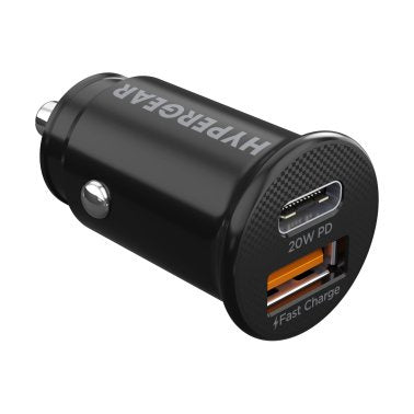 HyperGear 20W Mini USB-C PD + USB-A Fast Car Charger - Black