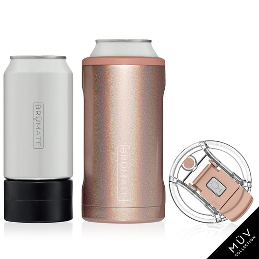 BruMate Hopsulator Trio MUV 3-in-1 (16oz/12oz cans) - Glitter Rose Gold