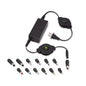 Helix/Retrak - Universal Retractable Laptop Charger with 13 Adapter Tips 65W Black