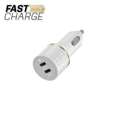 Otterbox Dual USB-C 20W + 30W Premium Fast Car Charger - White